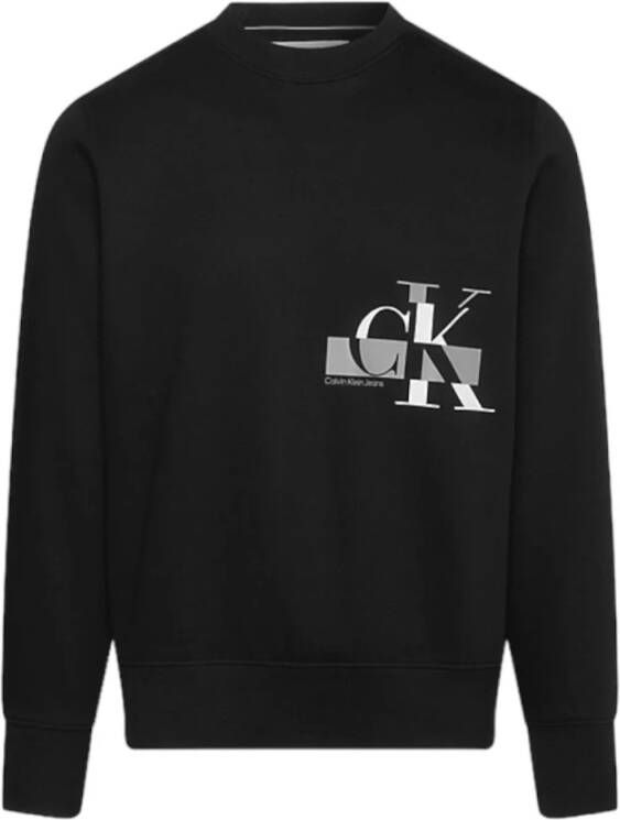 Calvin Klein Glitched CK Logo Sweatshirt Black Heren