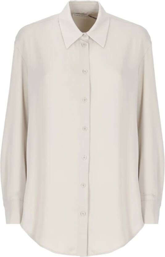 Calvin Klein Crème Damesoverhemd Stijlvolle Toevoeging aan je Garderobe Beige Dames