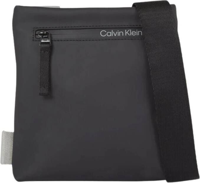 Calvin Klein Zwarte Heren Schoudertas Contrast Details Black Heren