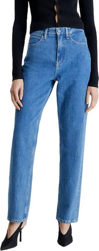 Calvin Klein Straight Jeans met Hoge Taille Blue Dames