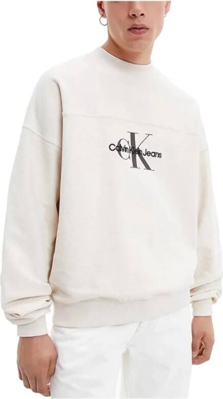 Calvin Klein Gestructureerde Beige Heren Sweatshirt Beige Heren