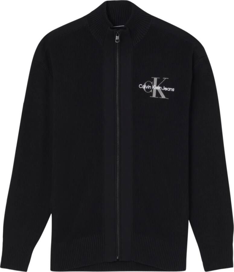 Calvin Klein Elegante Katoenen Trui met Contrastdetails Black Heren