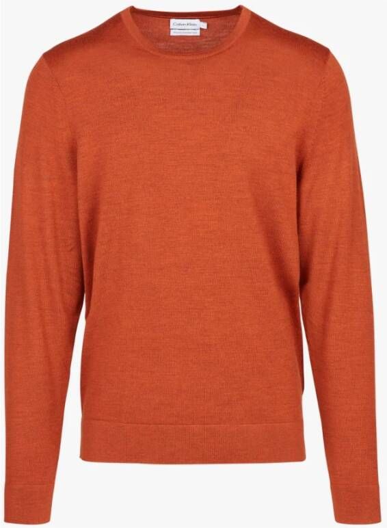 Calvin Klein Heren Lana Gebreide Ronde Hals Sweatshirt Orange Heren