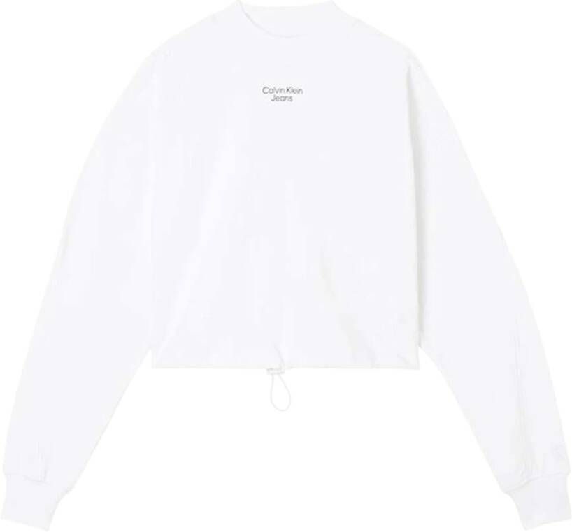 Calvin Klein Sweatshirt STACKED LOGO MOCKNECK SWEATSHIRT met jeans logo-opschrift - Foto 4
