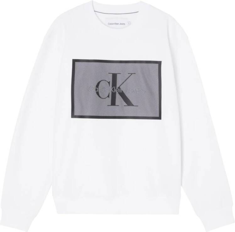 Calvin Klein Mesh Box Monoloog Hoodie White Heren