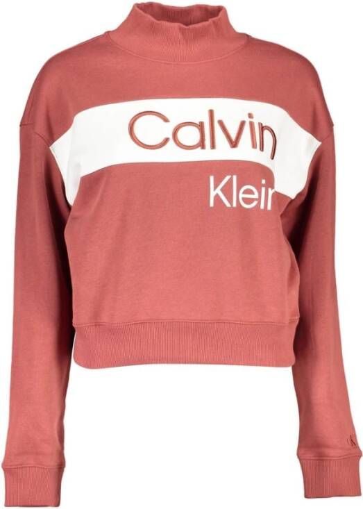 Calvin Klein Rode Sweatshirt Lange Mouw Print Borduurwerk Red Dames