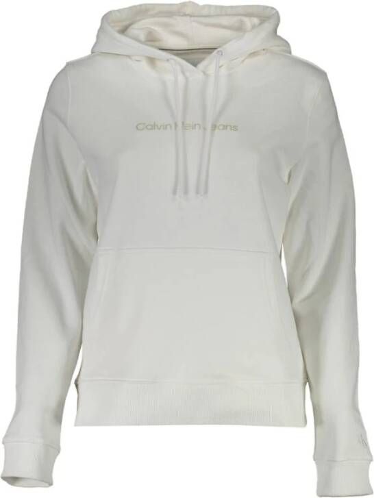 Calvin Klein Witte Katoenen Sweater met Capuchon en Print Wit Heren