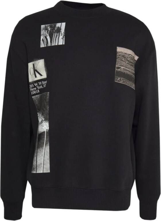 Calvin Klein Bedrukte Sweatshirt Vernieuw je casual garderobe met deze bedrukte sweatshirt. Gemaakt van 60% gerecycled katoen en 40% polyester heeft het een bedrukt logo en fotopatroon. Met een rechte pasvorm ronde hals en lange mouwen biedt het zowel comfort als stijl. Machinewasbaar voor gemakkelijk onderhoud. Kies je gebruikelijke maat voor een perfecte pasvorm. Black Heren