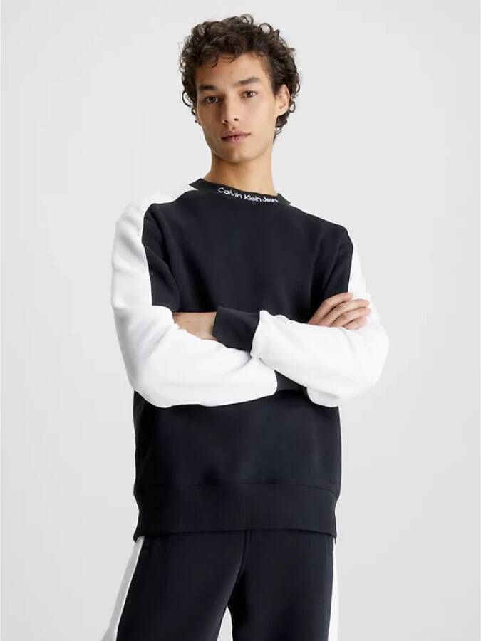 Calvin Klein Colorblock Sweater met ronde hals Black Heren