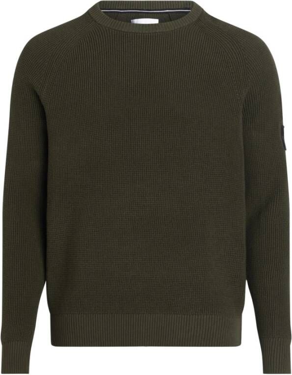 Calvin Klein Jeans Verfijnde Crewneck Sweater met Monogram Mouwembleem Green Heren