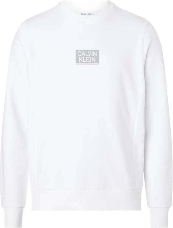 Calvin Klein Heren Wit Gloss Stencil Logo Sweatshirt White Heren