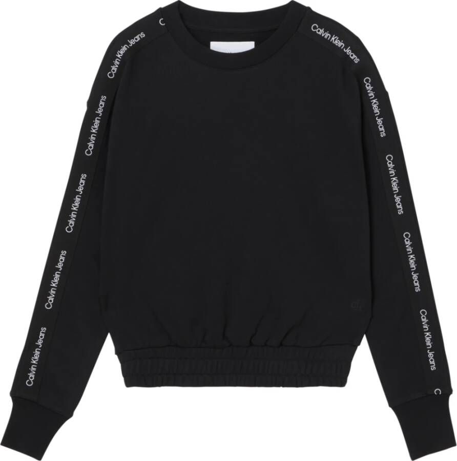Calvin Klein Windra Logo Tape Crew Sweatshirt Black Dames