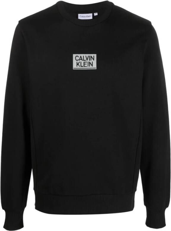 Calvin Klein Zwarte Gloss Stencil LogoS Trui Heren Organic Cotton Sweatshirt Zwart Black Heren