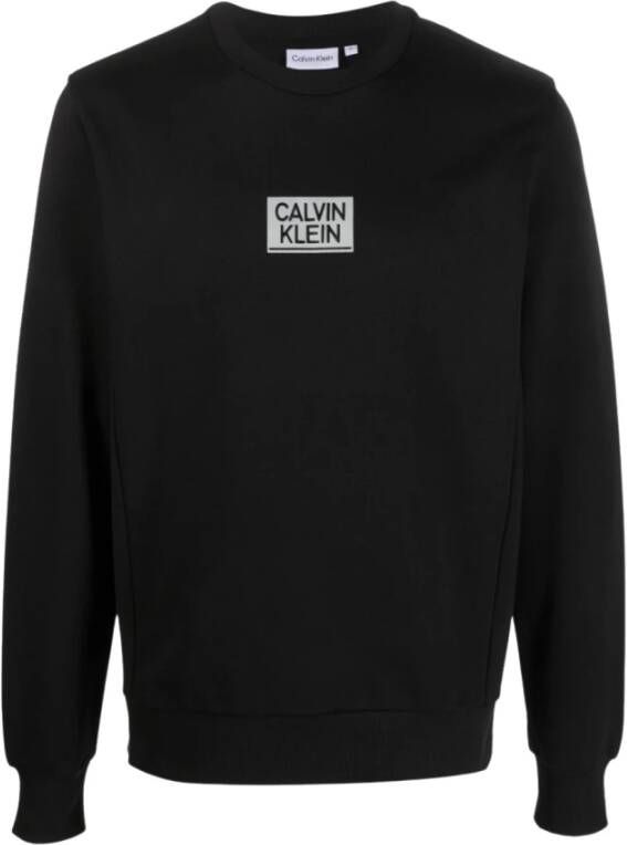 Calvin Klein Zwarte Katoenen Logo Print Sweatshirt Black Heren