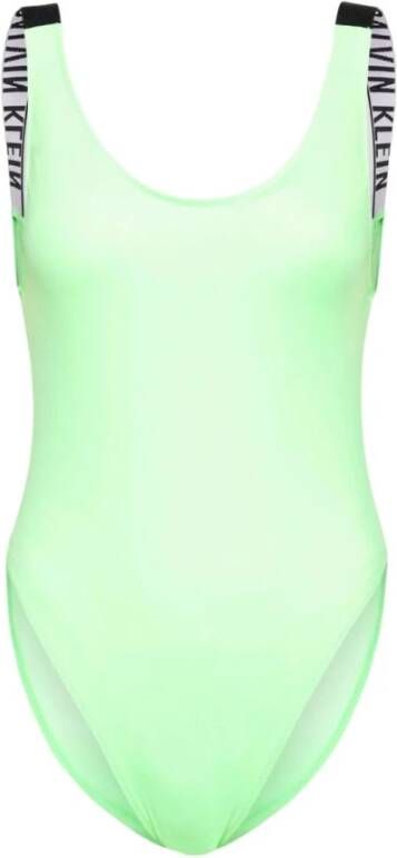 Calvin Klein Verfijnde zwemkleding met opvallende logo-elastiek Green Dames