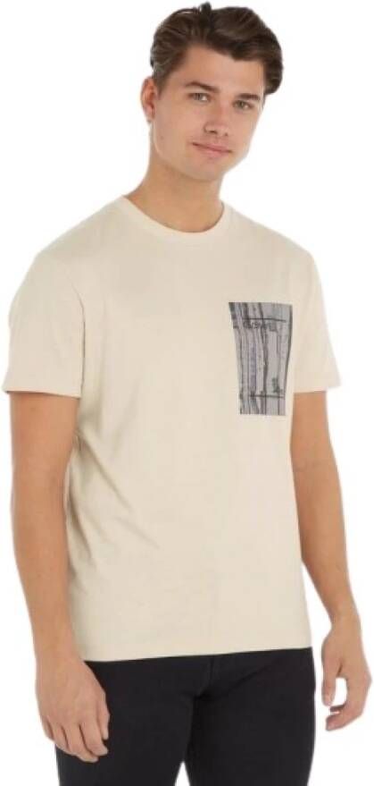 Calvin Klein Betonprint T-shirt Modern en stijlvol Beige Heren