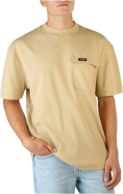 Calvin Klein Heren Katoenen T-Shirt met Logo Brown Heren