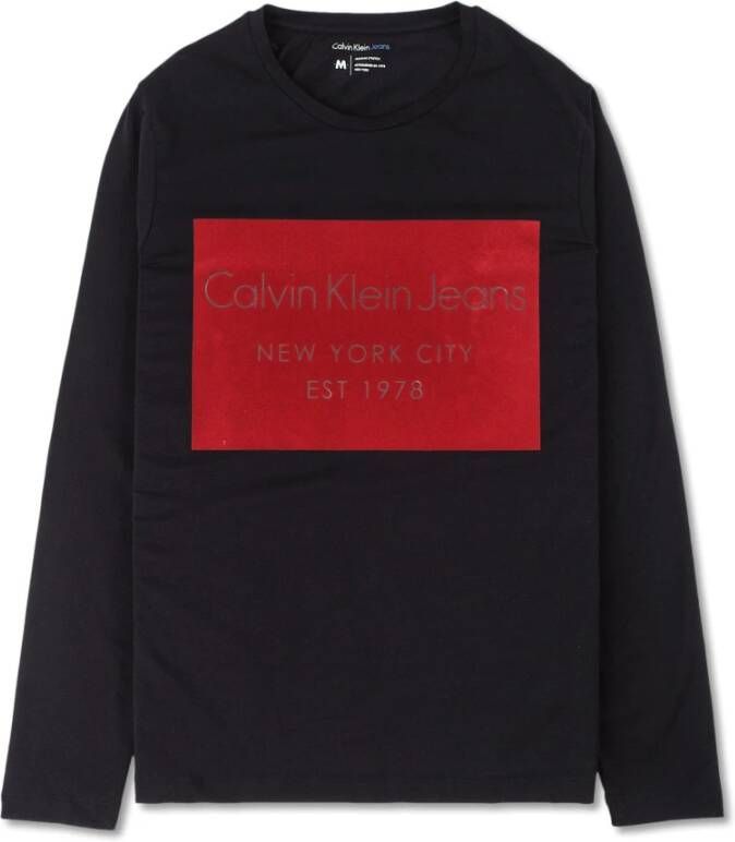 Calvin Klein T-shirt met logo en lange mouwen Zwart Heren
