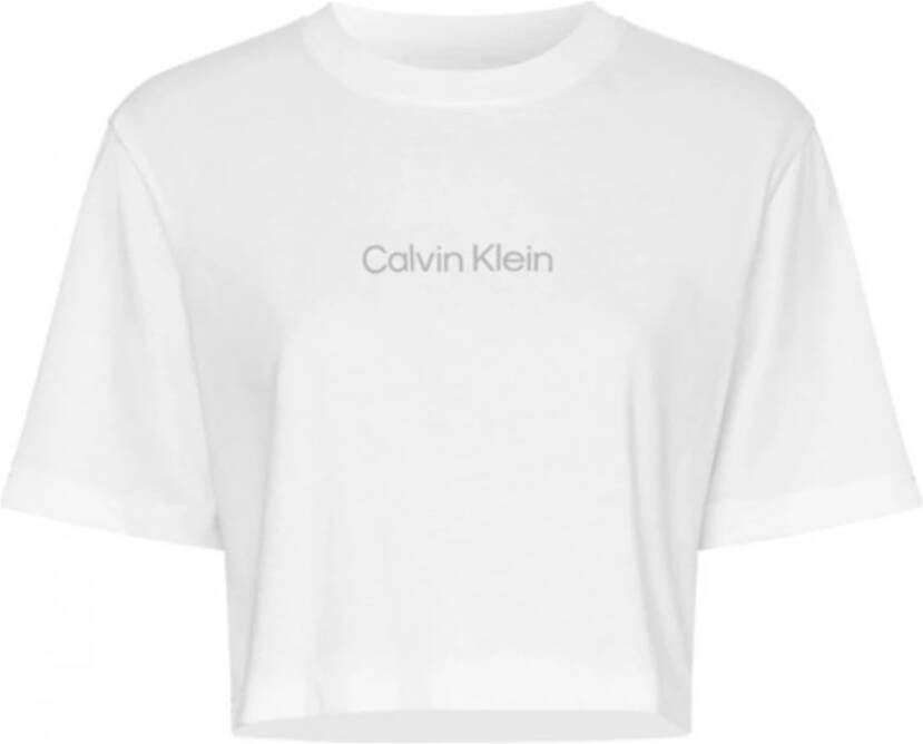 Shirt met ronde hals PW SS Cropped T Shirt met calvin klein logo opschrift