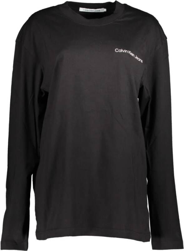 Calvin Klein Reflecterend Print Langemouw Katoenen T-Shirt Black Heren