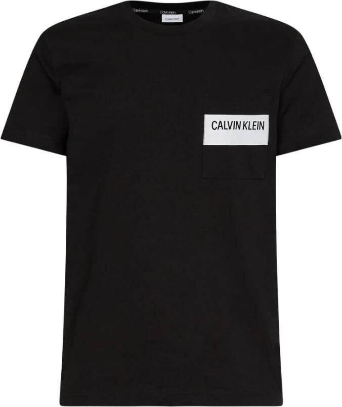 Calvin Klein Bewer T-Shirt Biologisch Katoen met Witte Band Zak Black Heren