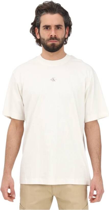 Calvin Klein T-shirts and Polos Cream Beige Heren
