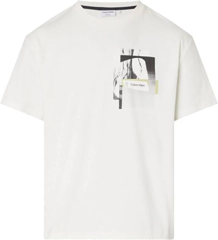 Calvin Klein Modern Grafisch Comfort Beige T-Shirt Beige Heren