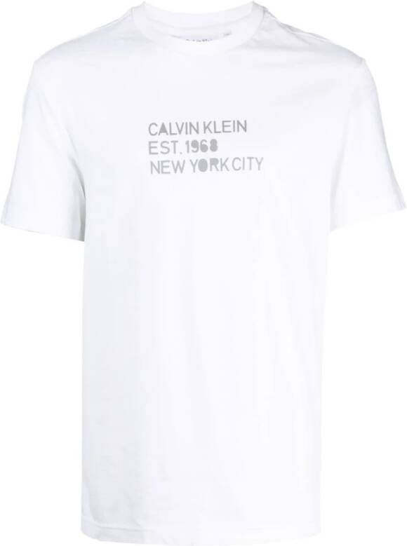 Calvin Klein Heren Biologisch Katoenen T-Shirt Wit White Heren