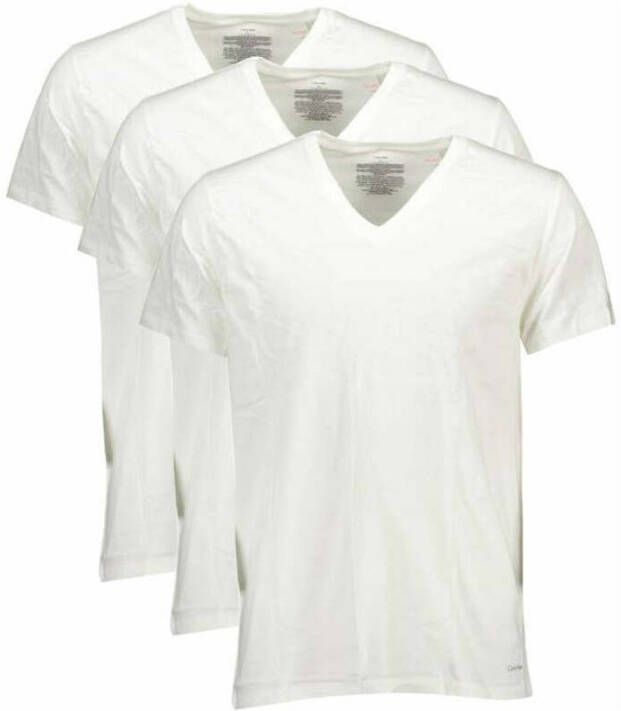 Calvin Klein 3-Pack Zwarte Katoenen V-Hals T-Shirts White Heren