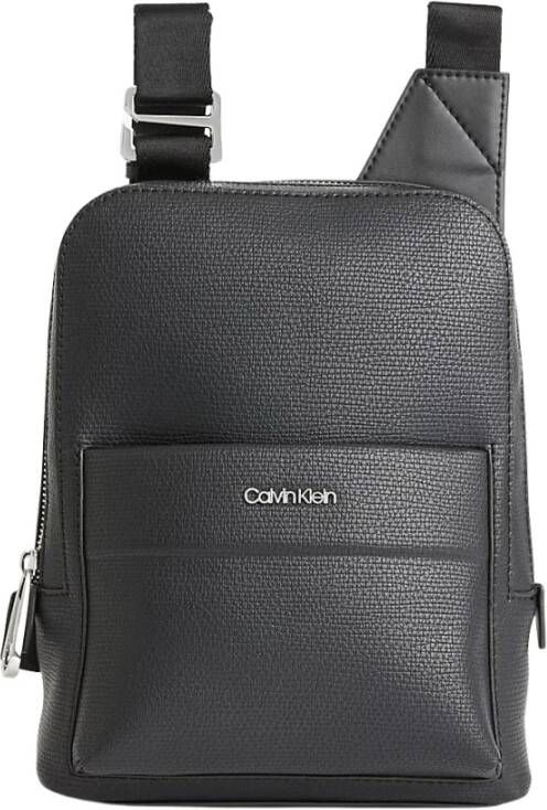 Calvin Klein Zwarte Heren Schoudertas Contrast Details Black Heren