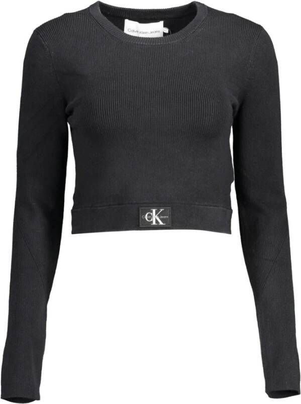 Calvin Klein Zwarte elastane trui met logo Black Dames