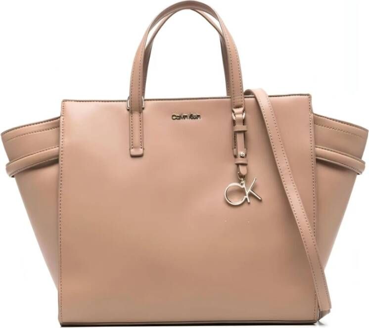 Calvin Klein Beige Polyester Handtas met Contrasterende Details Beige Dames - Foto 4
