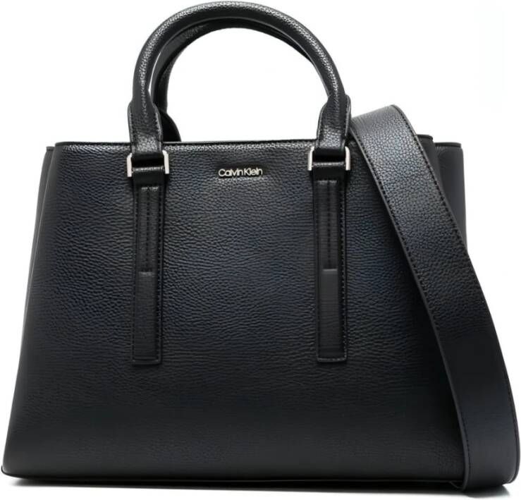 Calvin Klein Zwarte Verhoogde Tote Tas Black Dames