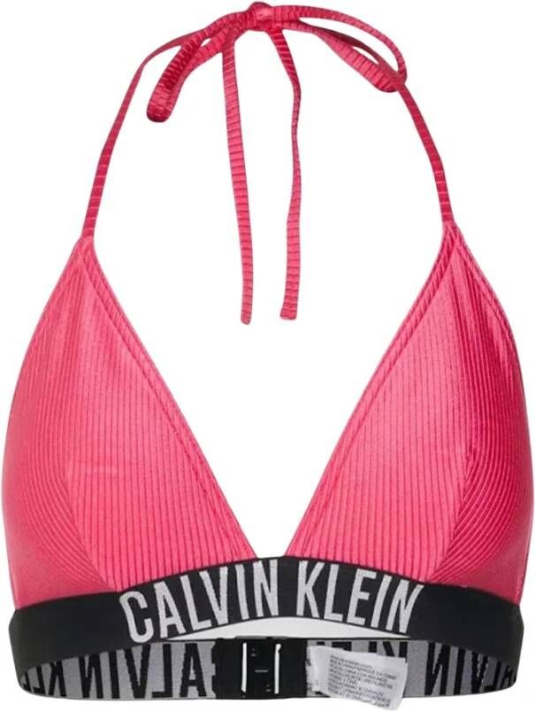 Calvin Klein voorgevormde triangel bikinitop met ribstructuur fuchsia