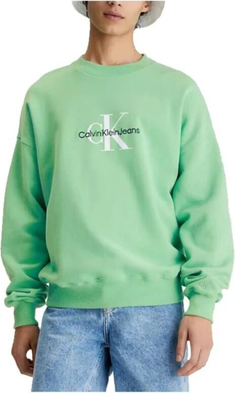 Calvin Klein Oversized Monologo Sweatshirt met ronde halslijn Green Heren