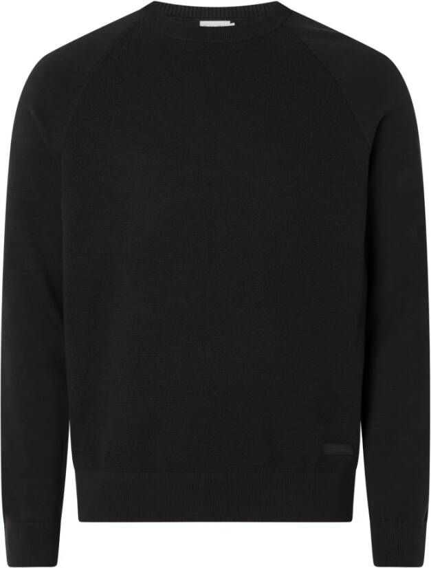 Calvin Klein Zwarte gebreide trui met ronde hals Black Heren
