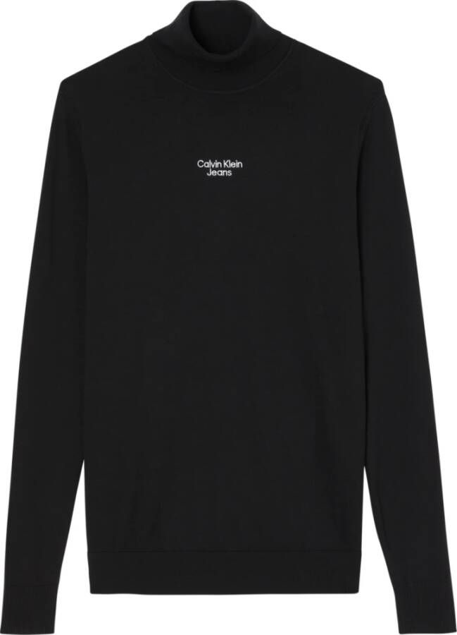 Calvin Klein Zwarte Trui Ronde Hals Regular Fit Black Heren