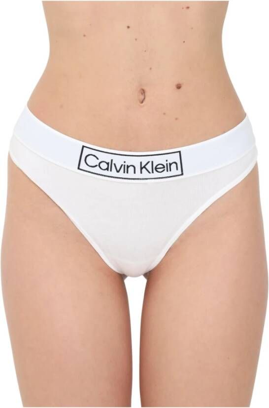 Calvin Klein Witte Katoenen Elastaan Ondergoed Broekjes White Dames