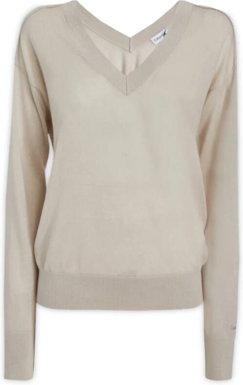 Calvin Klein V-neck Knitwear Beige Dames