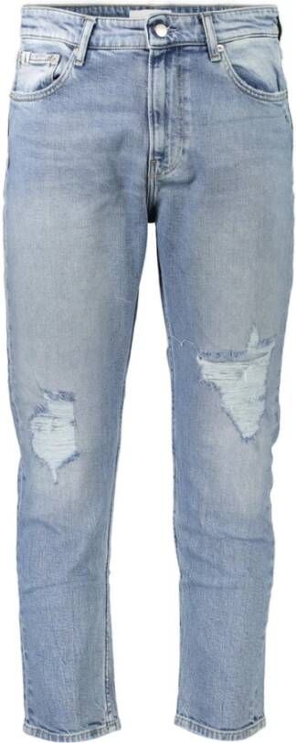 Calvin Klein Versleten Jeans met Logo Detail Blauw Heren