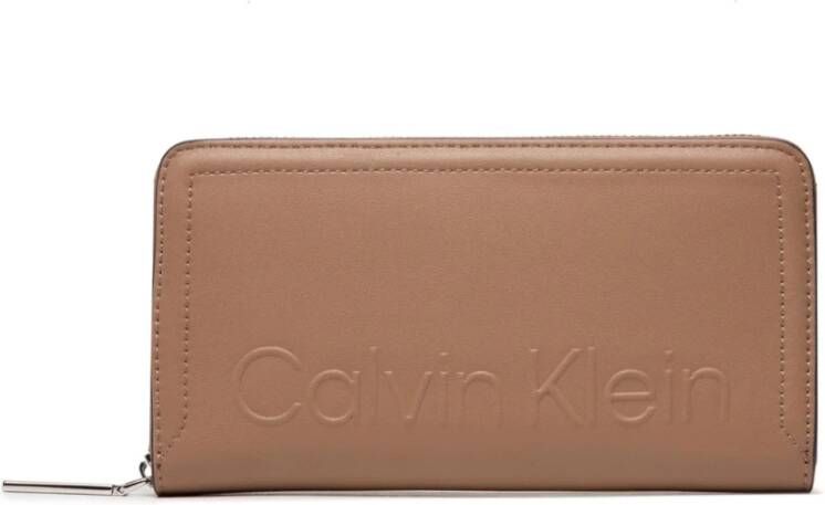 Calvin Klein Minimal Hardware Rfid Portemonnee Brown Dames