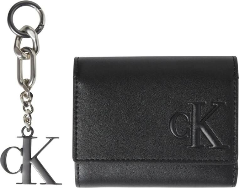 Calvin Klein trifold hardware keyfob wallets Zwart Dames