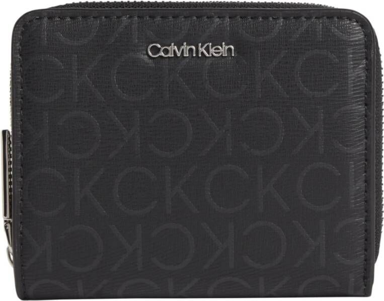 Calvin Klein Dames Portemonnee Kaarthouder met Metalen Sluiting Black Dames