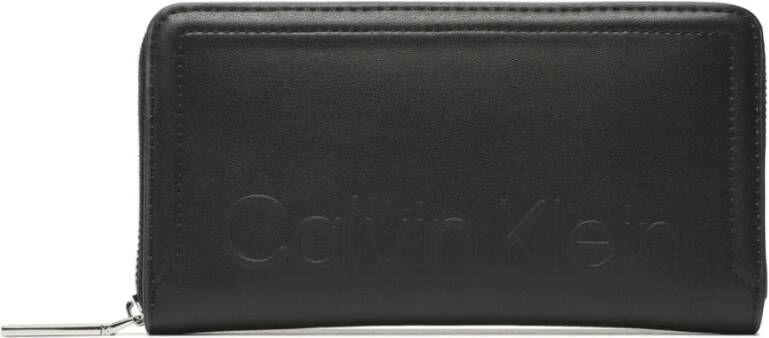 Calvin Klein Damesportemonnee Zwart Rfid Ritssluiting Black Dames
