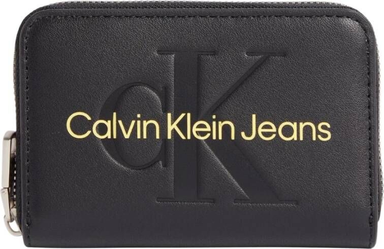 Calvin Klein Jeans Damesportemonnee met rits zwart patroon Black Dames