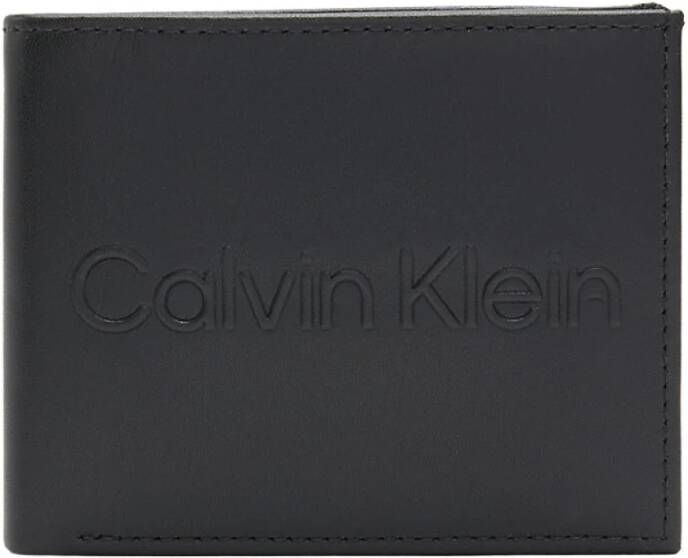 Calvin Klein Leren Kaarthouder Portemonnee Modern Compact Ontwerp Black Heren