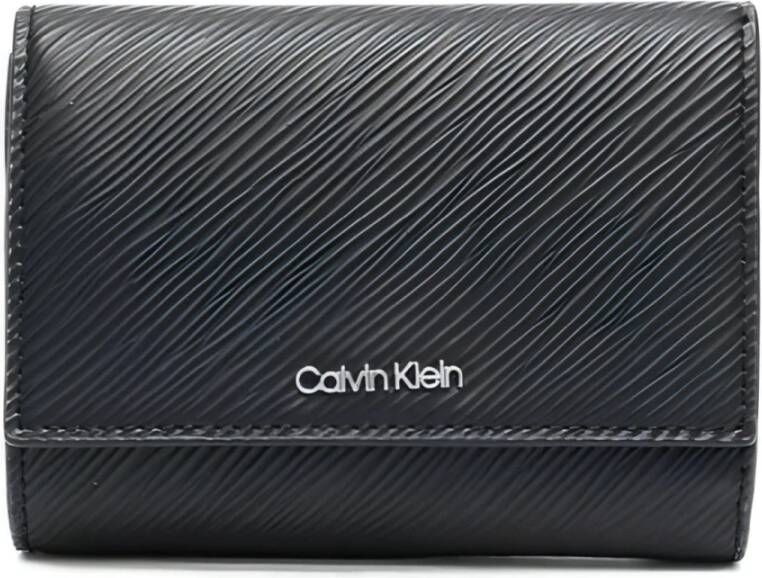 Calvin Klein Zwarte Polyurethaan Portemonnee met Rfid Blokker Zwart Dames