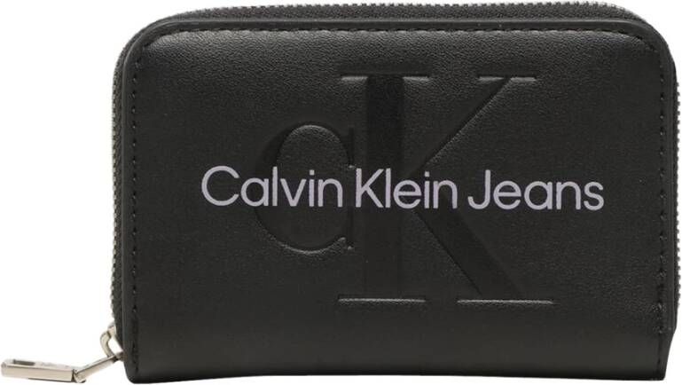 Calvin Klein Kleine ritssluiting portemonnee Strak en stijlvol Black Dames