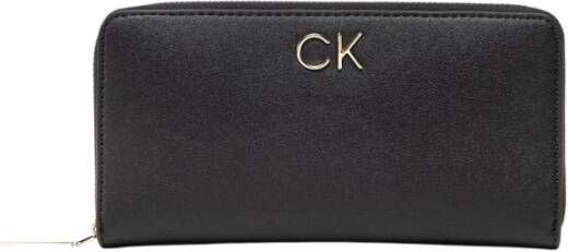 Calvin Klein Zwarte Polyurethaan Portemonnee met 5 Compartimenten en Muntvakje Zwart Dames