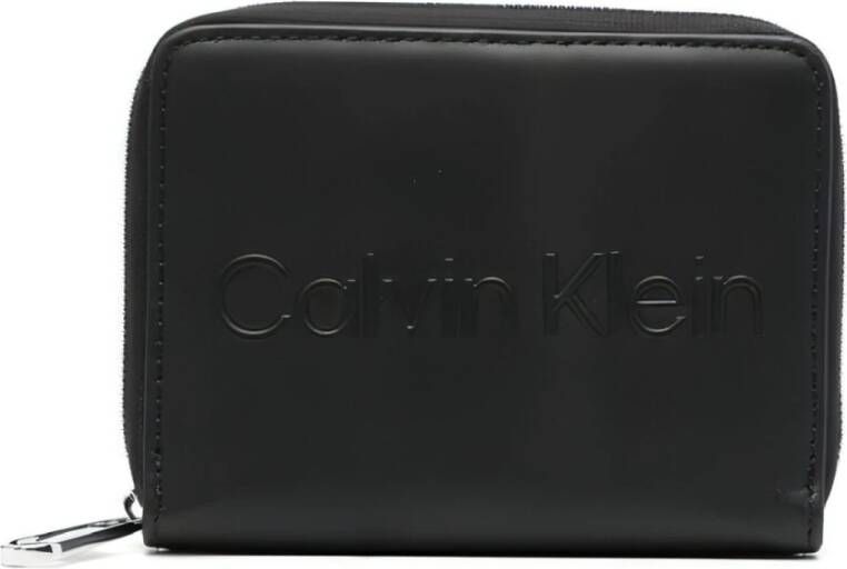 Calvin Klein Stijlvolle Leren Portemonnee voor Heren Black Heren